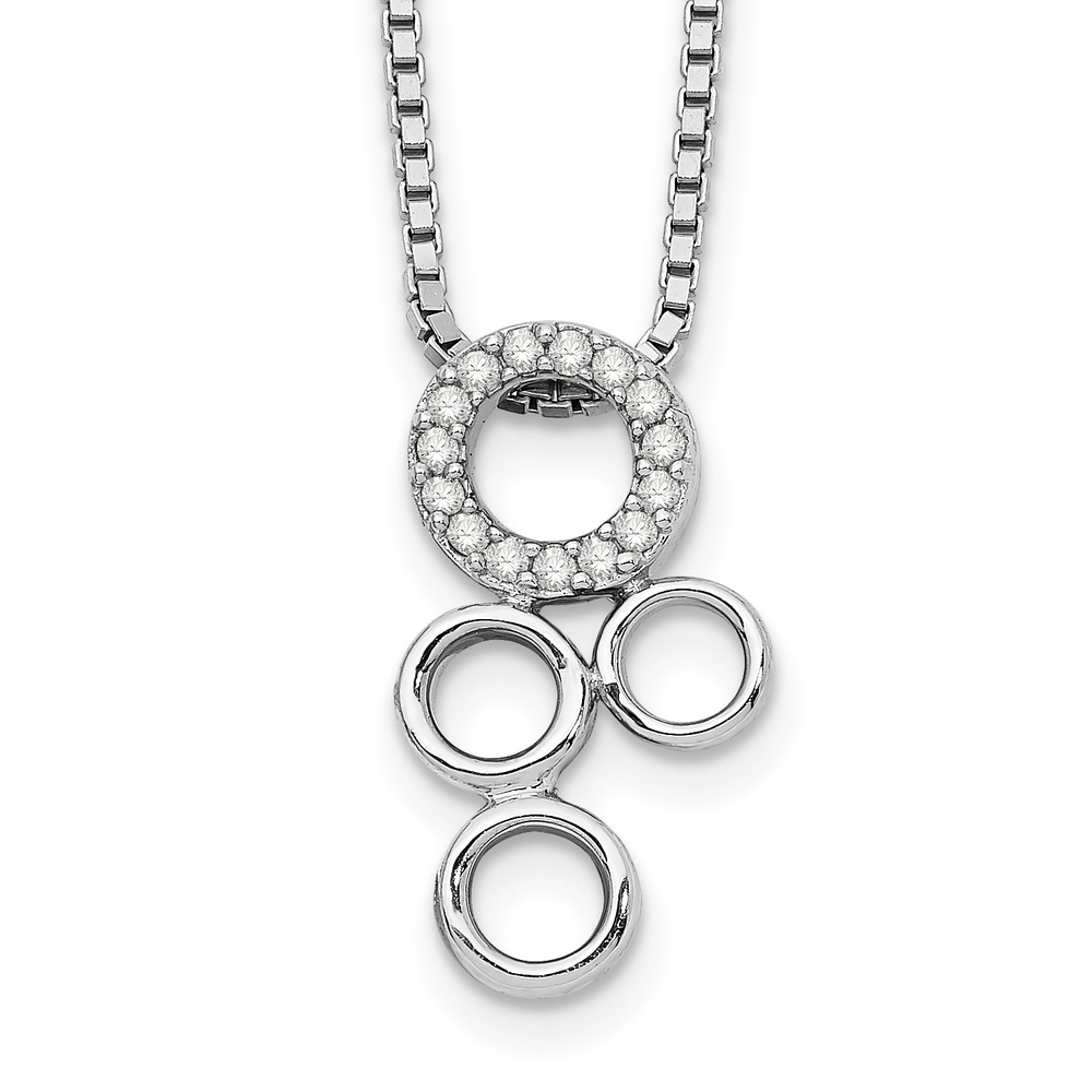 925 Sterling Silver RH 18 Inch Diamond Circles Slide Pendant Necklace, 2" Ext.